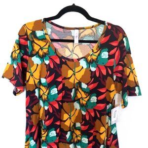 LuLaRoe Perfect T Baby Doll Tunic Top XL Vibrant Floral Bohemian
